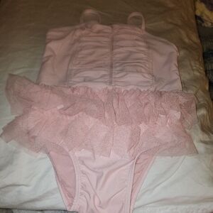 Sz 12-18 Months Old Navy Light Pink Infant One-Piece Swimsuit W/ Tutu